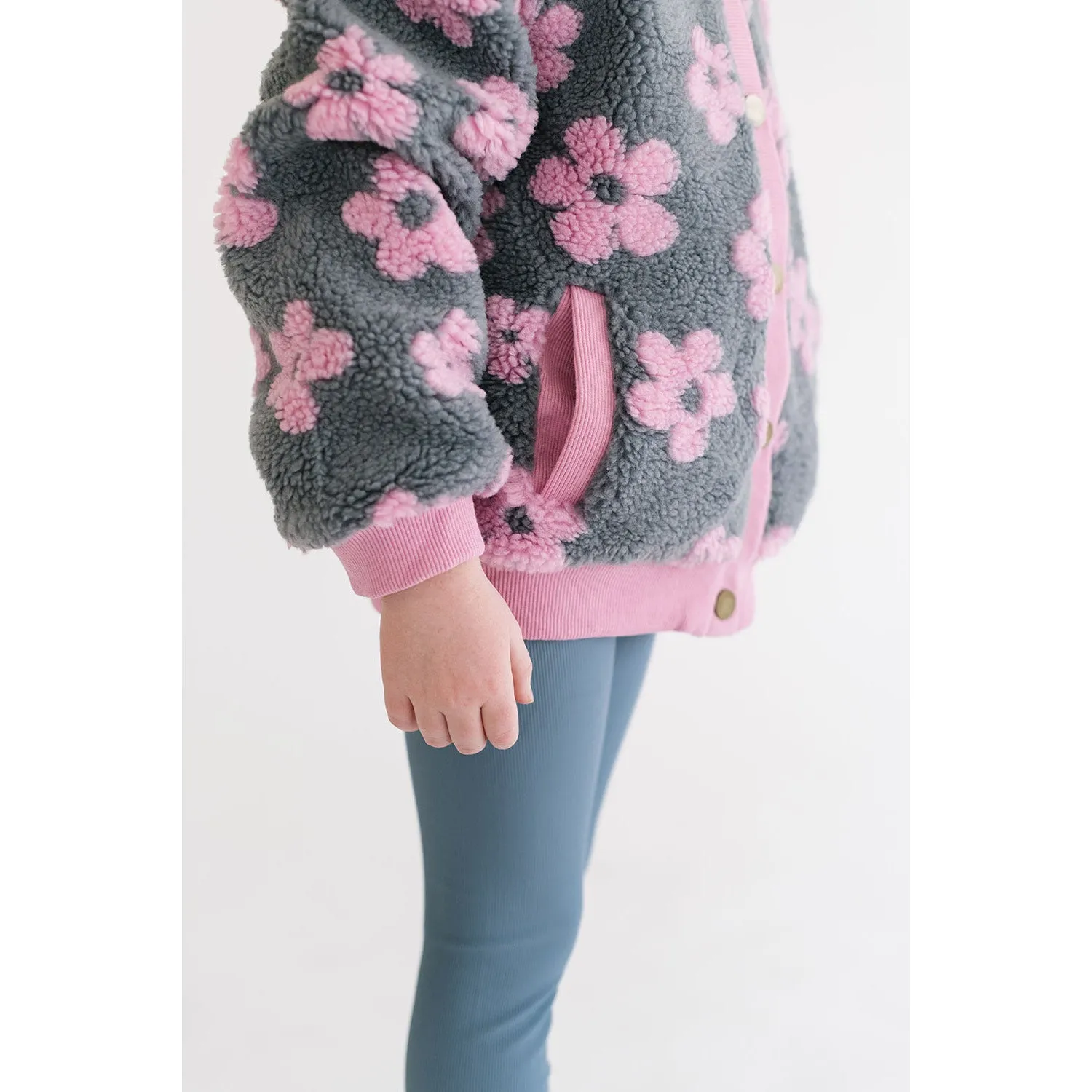 Flower Power Fleece Jacket in Pink