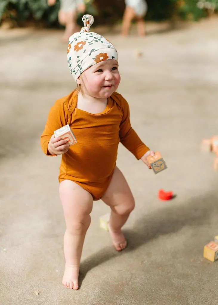 Flower Vine Top Knot Beanie