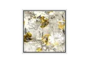 Gold & White Floral Abstract | Canvas Wall Art Print