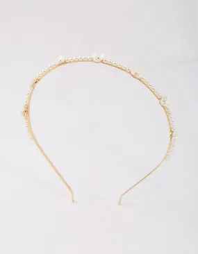 Gold Flower Pearl & Diamante Headband