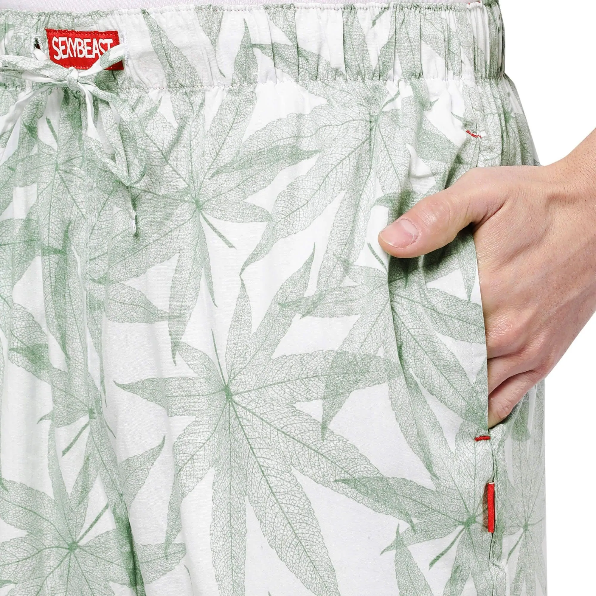 Green Leaf Boxer Shorts For Women