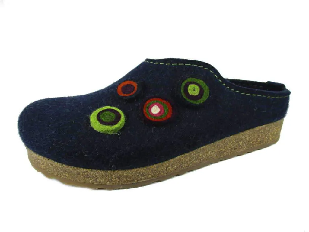 Haflinger Kanon Slippers Clogs Mules Wool Felt Scuffs Slip On House Blue Shoes