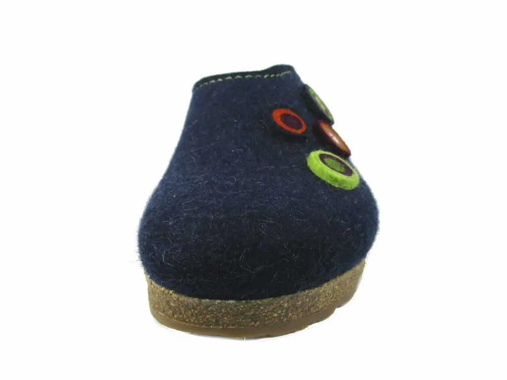 Haflinger Kanon Slippers Clogs Mules Wool Felt Scuffs Slip On House Blue Shoes