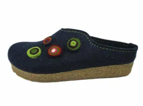 Haflinger Kanon Slippers Clogs Mules Wool Felt Scuffs Slip On House Blue Shoes