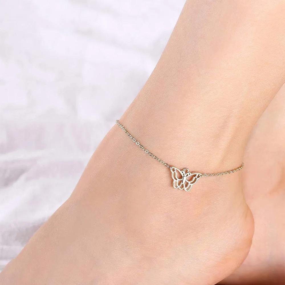 Hollow Butterfly Ankle Bracelet (Gold)