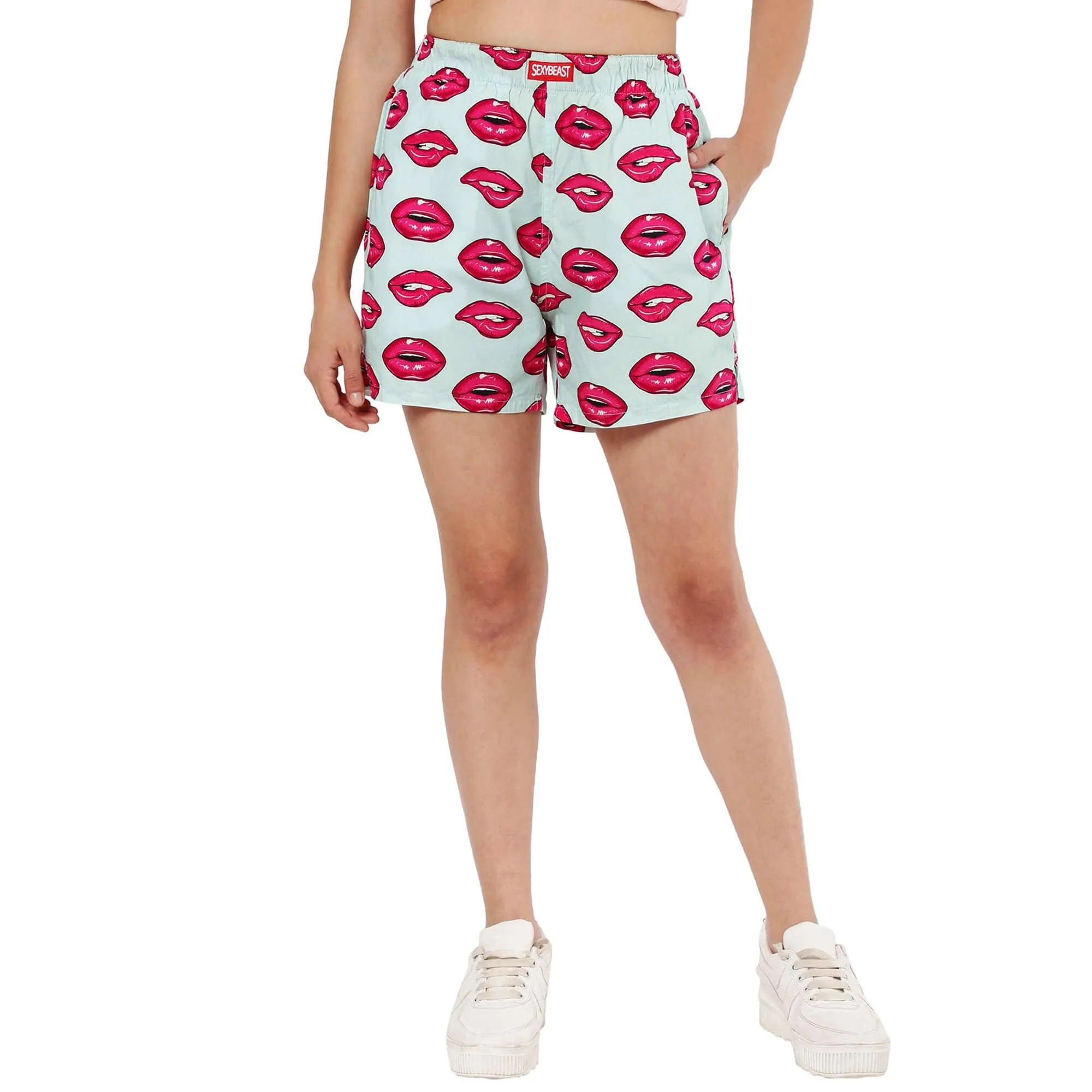 Hot Lips Boxer Shorts For Women