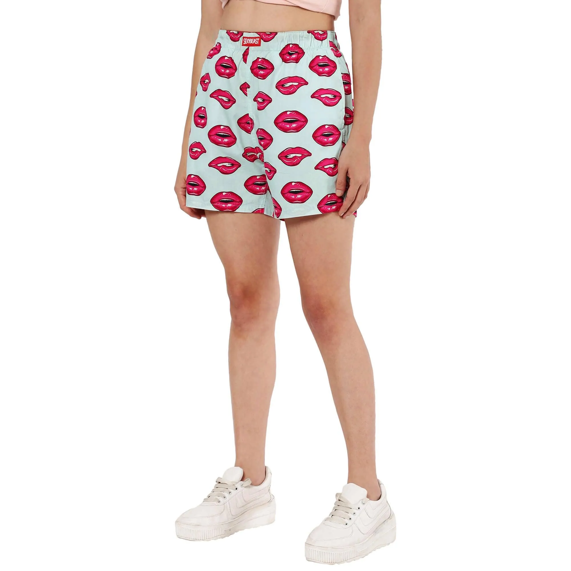 Hot Lips Boxer Shorts For Women