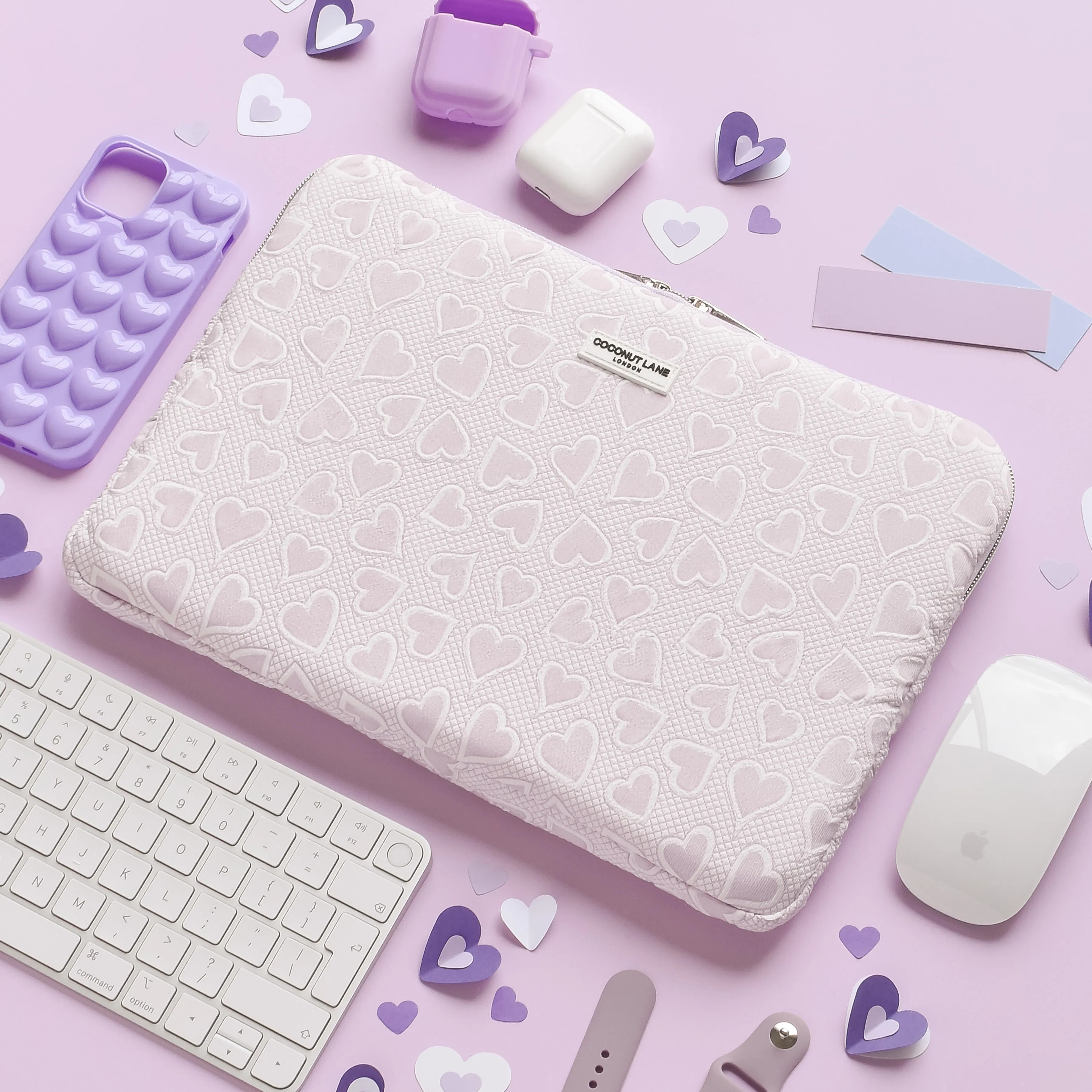 Lilac Hearts Laptop Sleeve