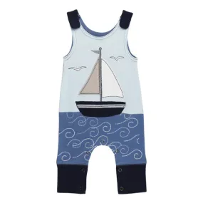 L'oved Baby Applique Harem Romper - Blue Sailboat