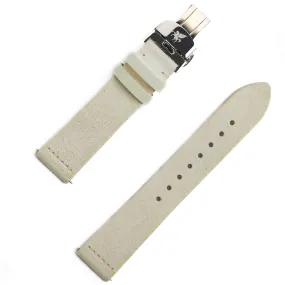 LS.05 Ivory White Italian Suede Leather Strap w/ Butterfly Buckle