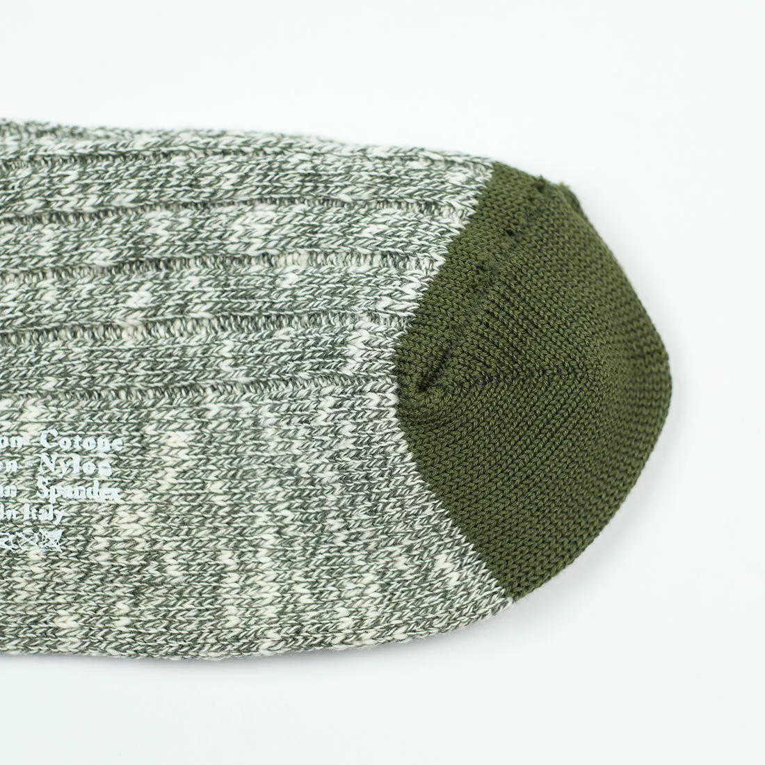 Marled green ribbed cotton socks