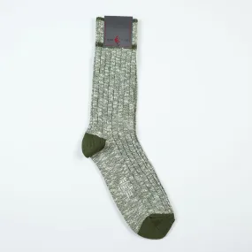 Marled green ribbed cotton socks