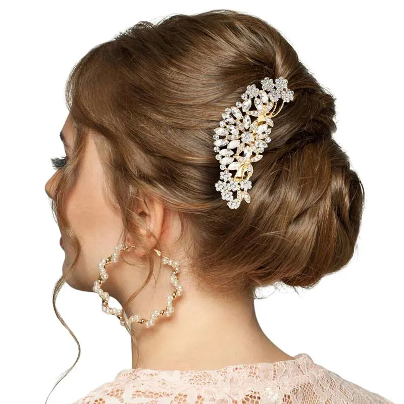 Marquise Stone Cluster Flower Hair Comb