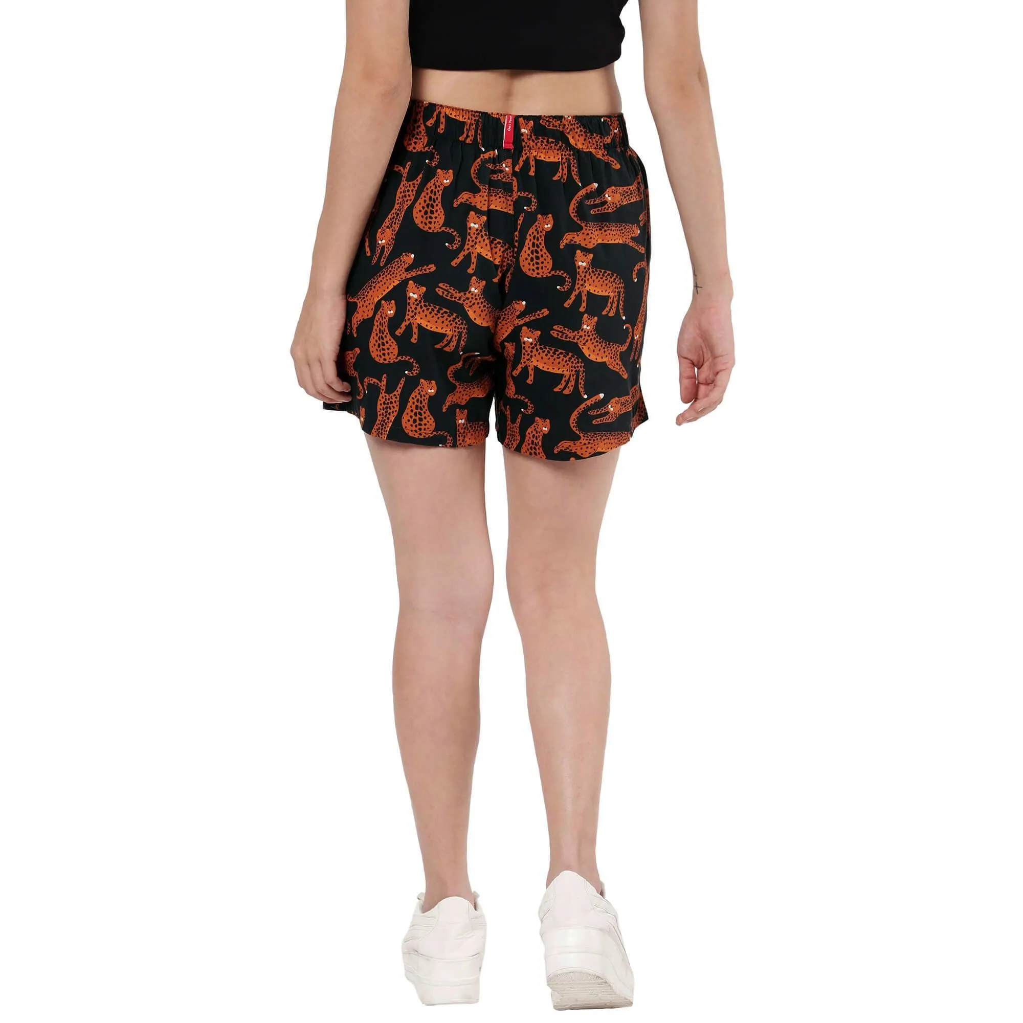 Midnight Leopards Boxer Shorts For Women