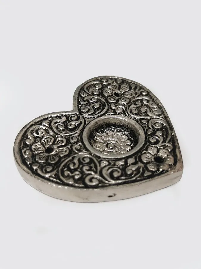 Namaste Metal Embossed Shaped Incense Holder - Heart