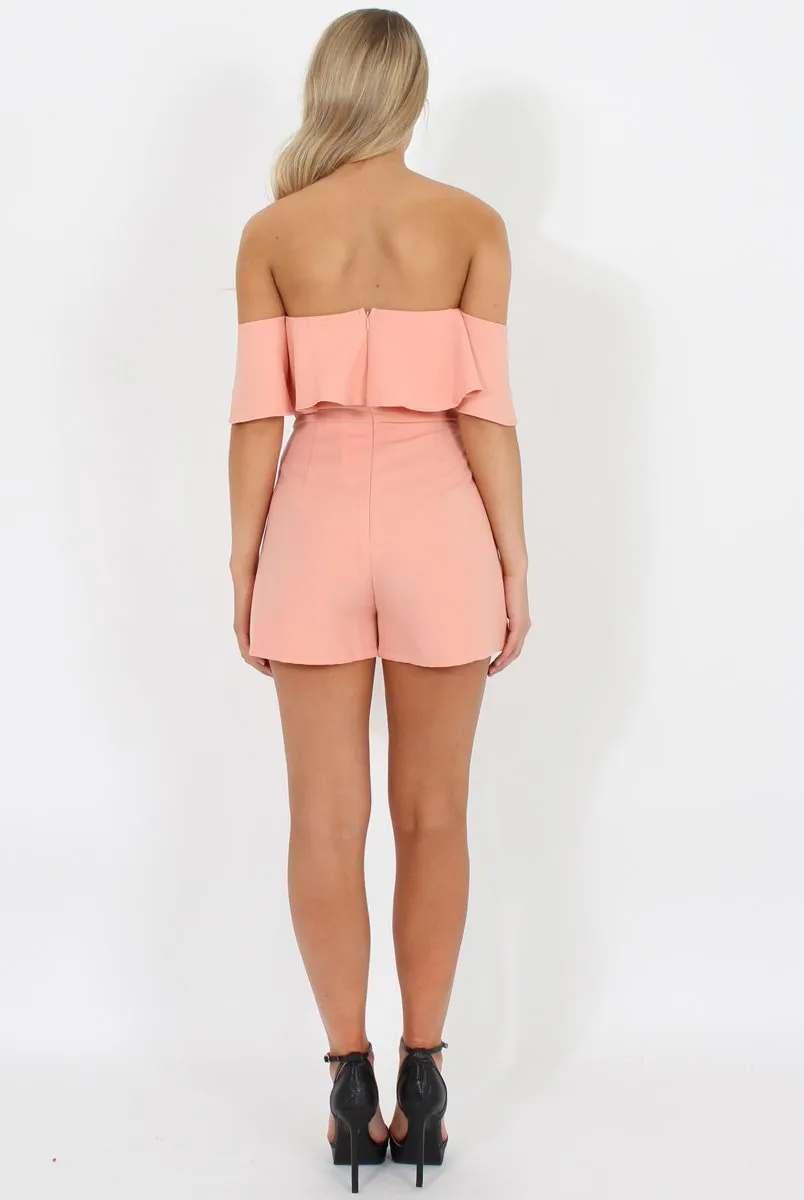 Peach Off The Should Fill Playsuit - Annalix