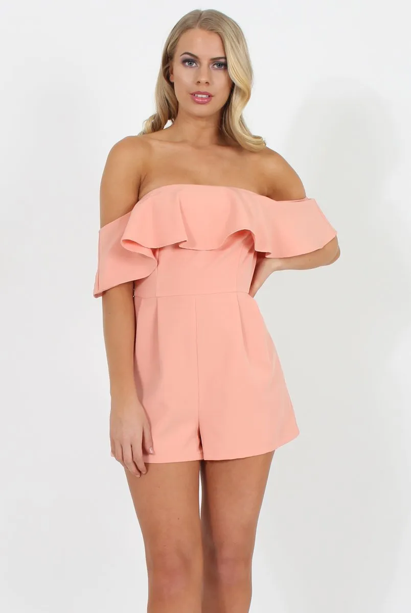 Peach Off The Should Fill Playsuit - Annalix