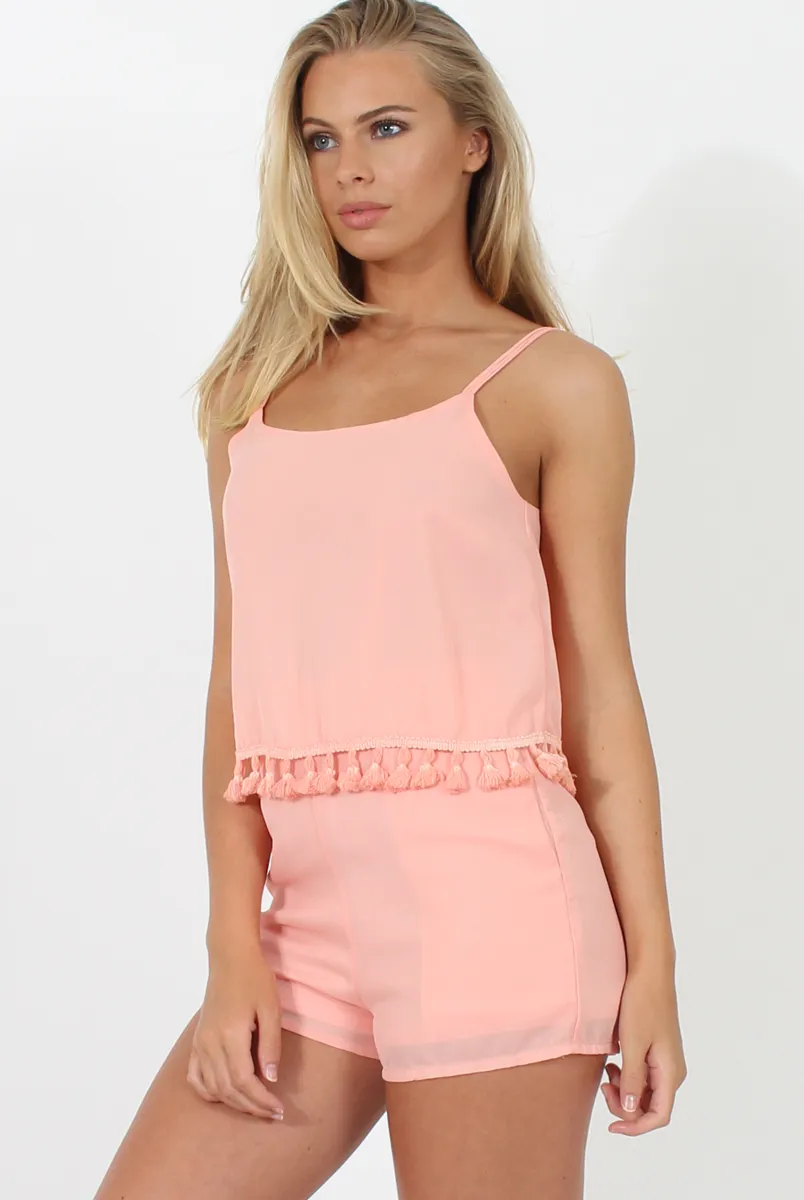 Pink Tassel Layered Playsuit - Charlie