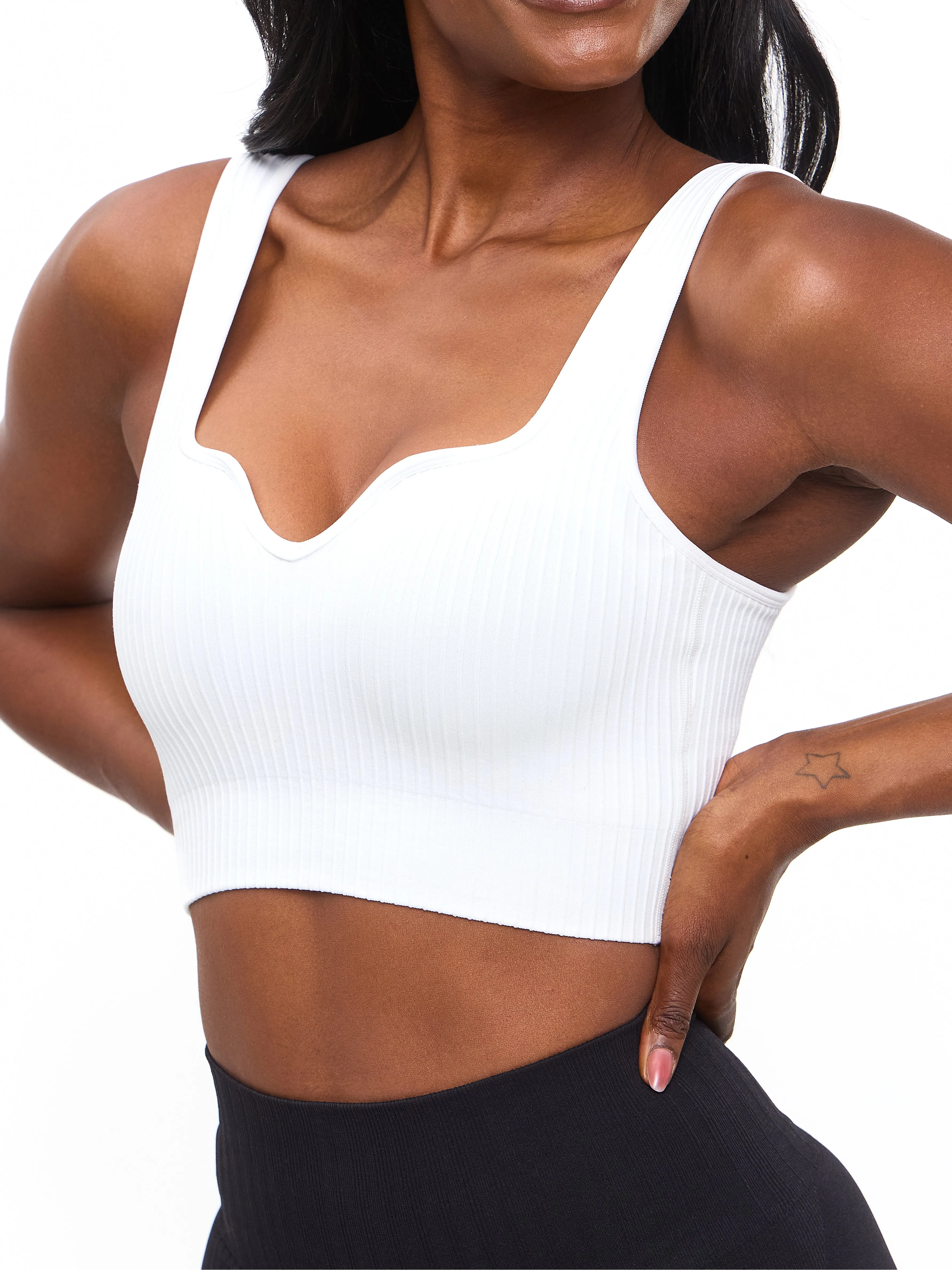 Ribbed Seamless Crop - White