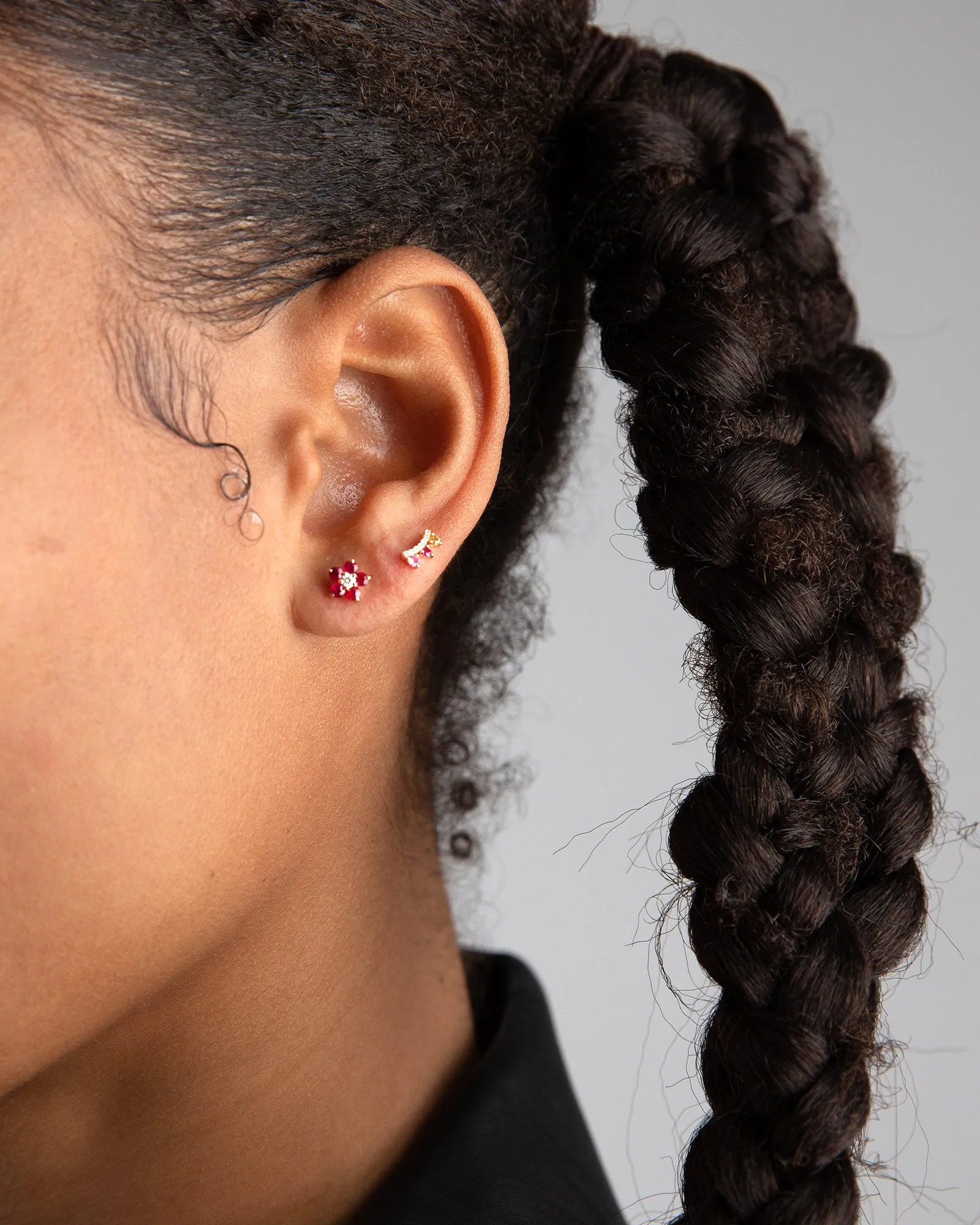 Ruby   Diamond Flower Studs