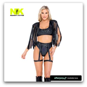 Shimmer High-Waisted Shorts & Garter Belt