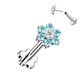 Single Titanium CZ Flower Cartilage Hypoallergenic Stud