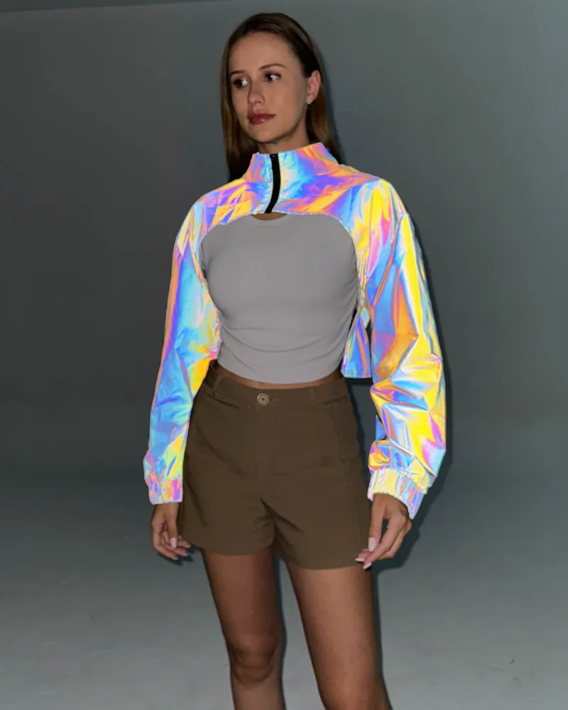 Techwear Colorful Reflective Short Jacket Top