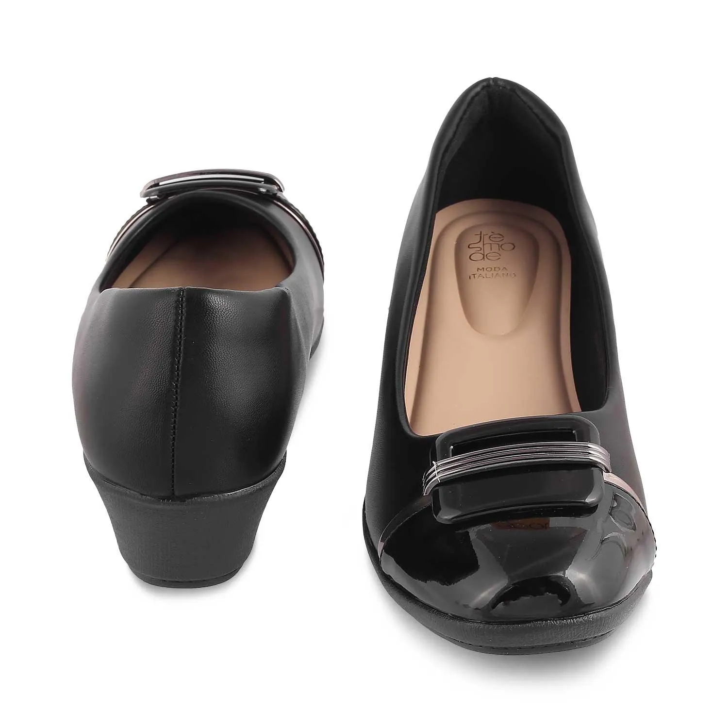 The Mian Black Women's Dress Ballerina Wedges Tresmode