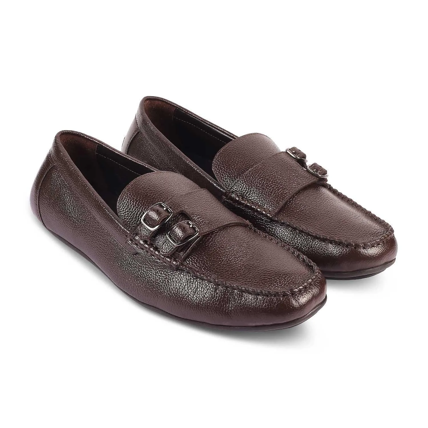 The Roby Brown Men's Double Monk Shoes Tresmode