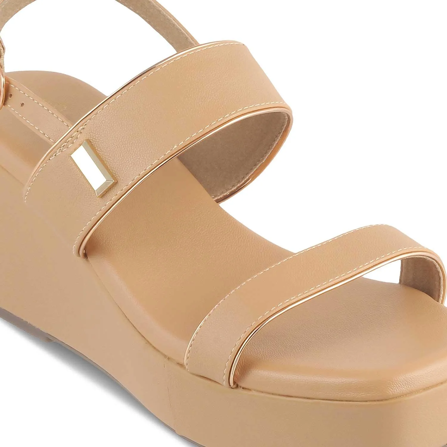 The Tometeor Beige Women's Dress Wedge Sandals Tresmode