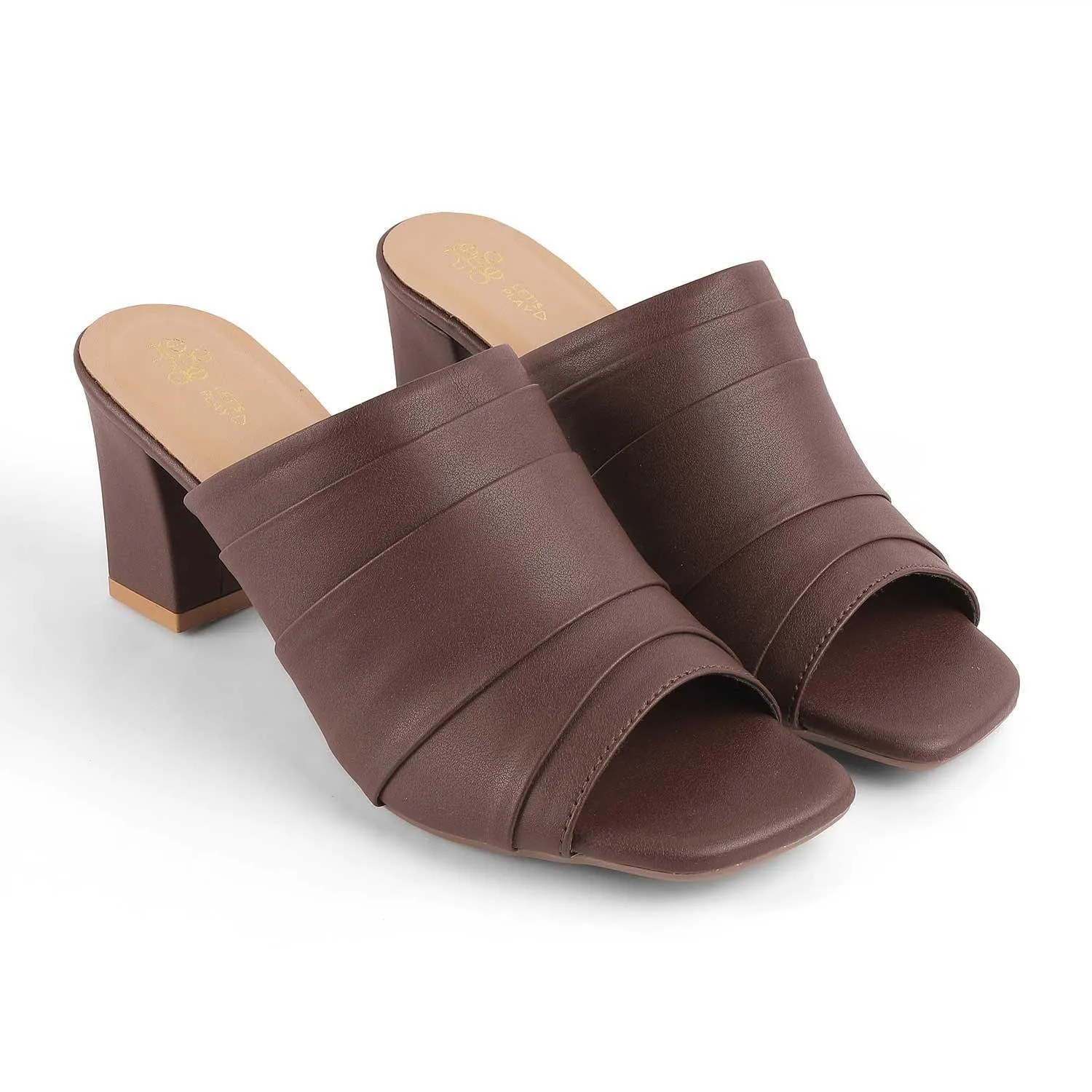 Tresmode Coco Brown Women's Dress Block Heel Sandals