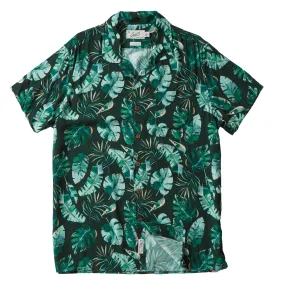 Vintage Hawaiian Camp Collar Shirt - Green Leaf