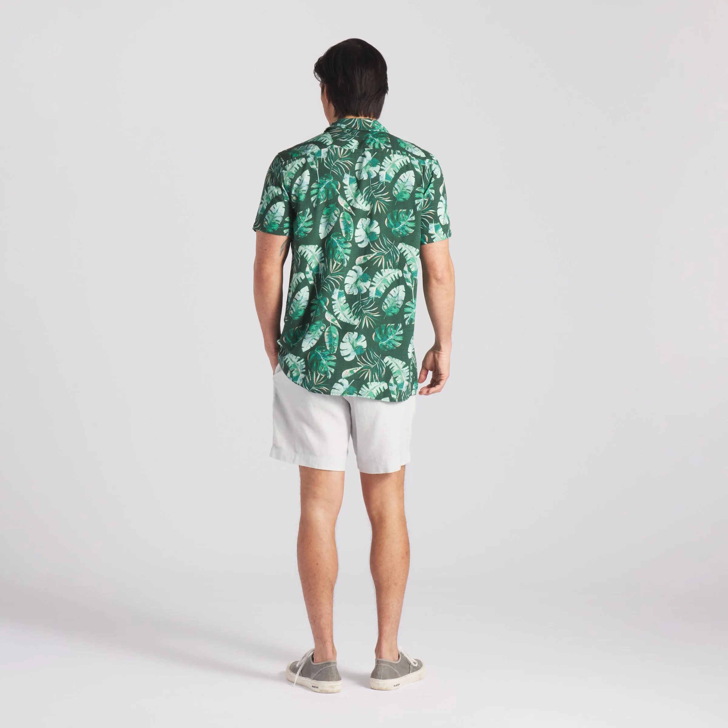 Vintage Hawaiian Camp Collar Shirt - Green Leaf