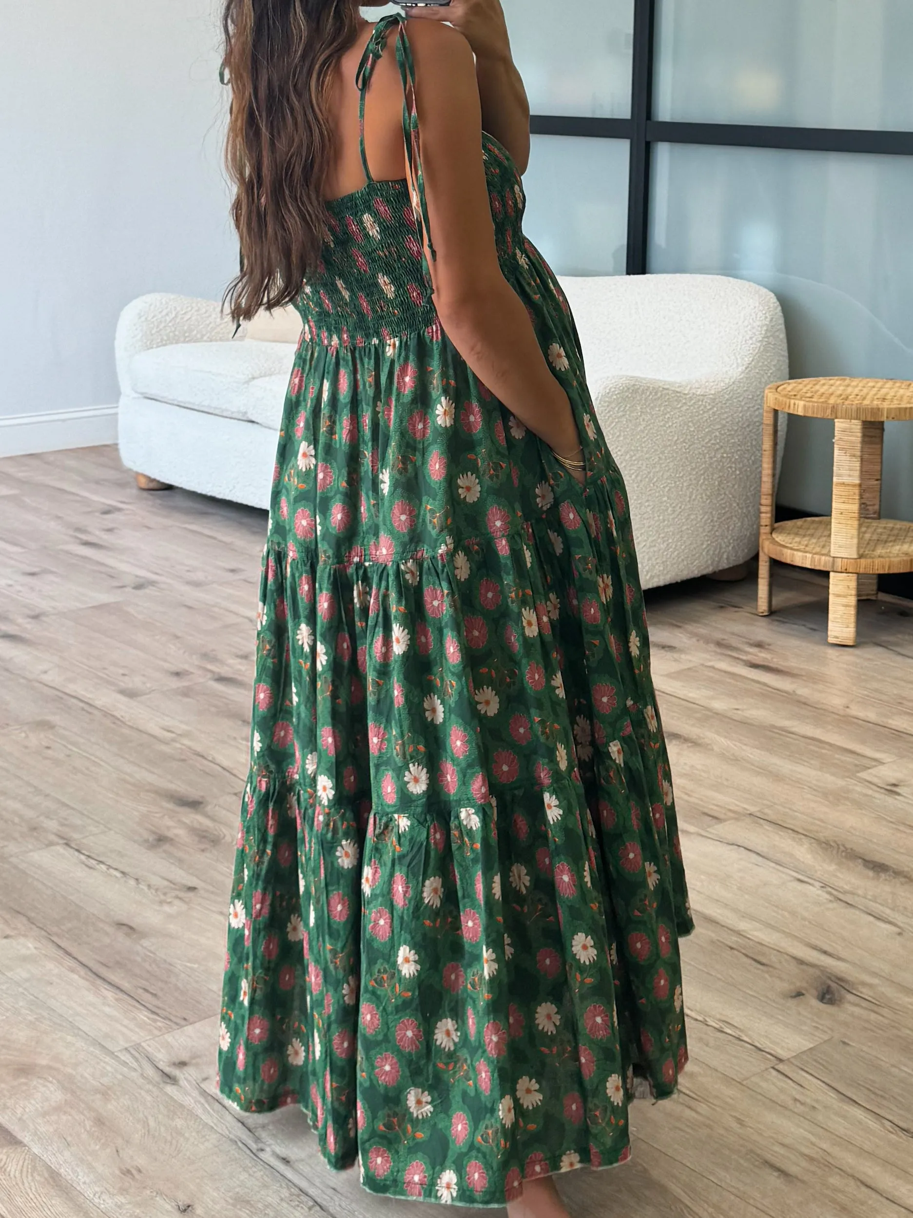 Wildflower Tiered Dress | Dark Green |  Plus Available