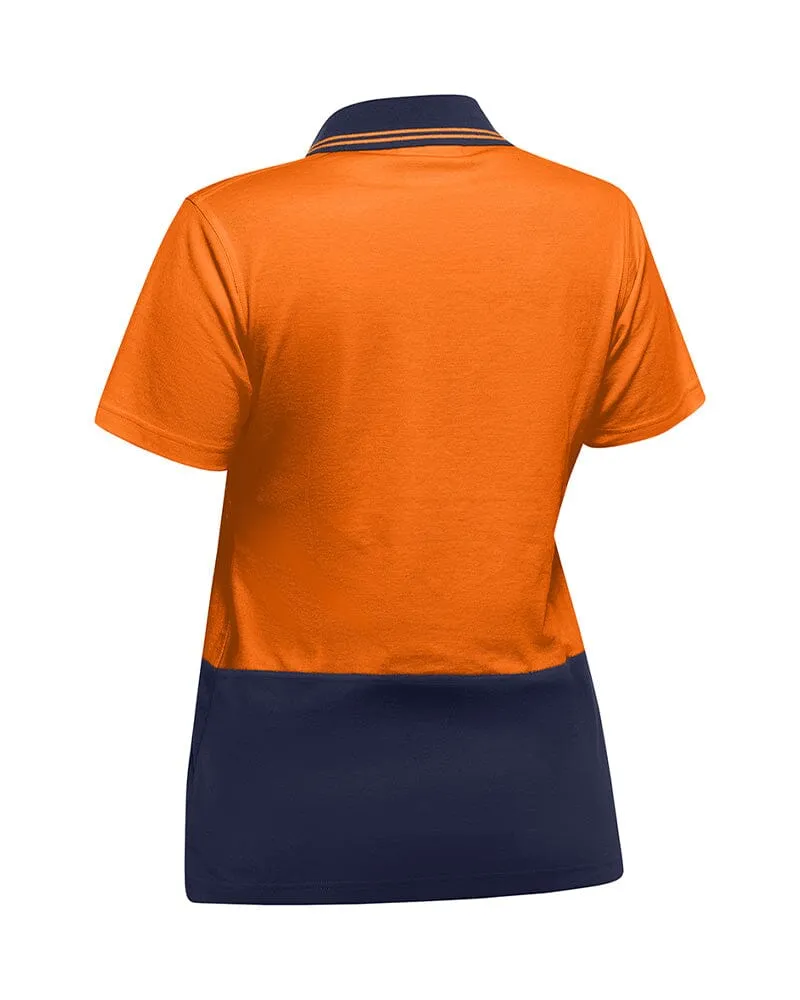 Womens Hi Vis V Neck Polo * - Orange/Navy