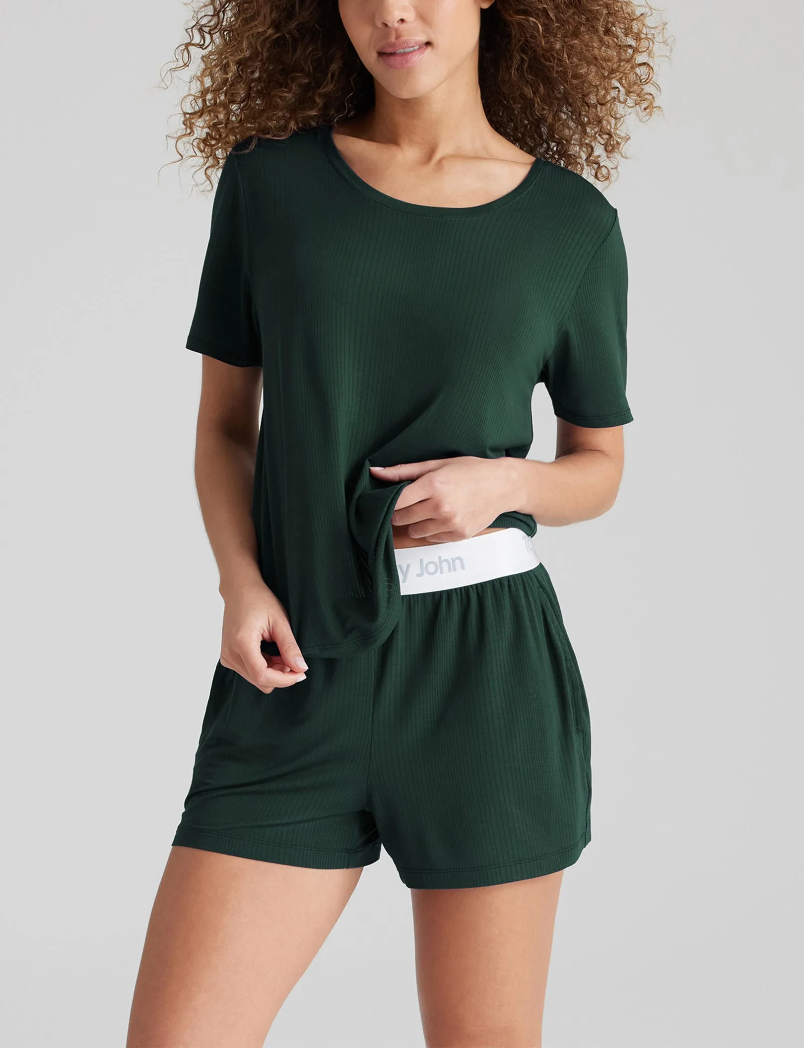 Women's Second Skin Luxe Rib Sleep Tee & Short Set