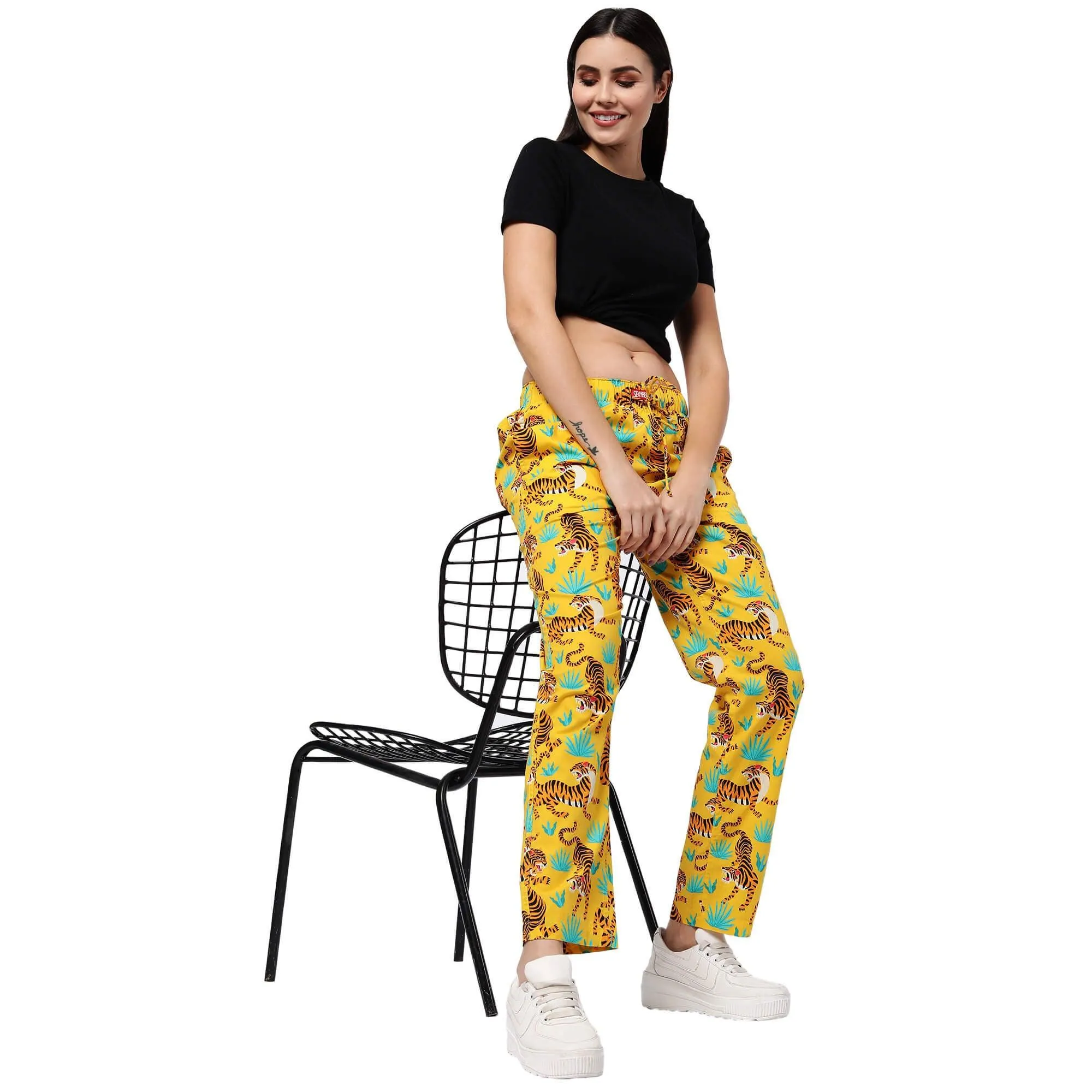 Yellow Tigers Pyjamas For Women