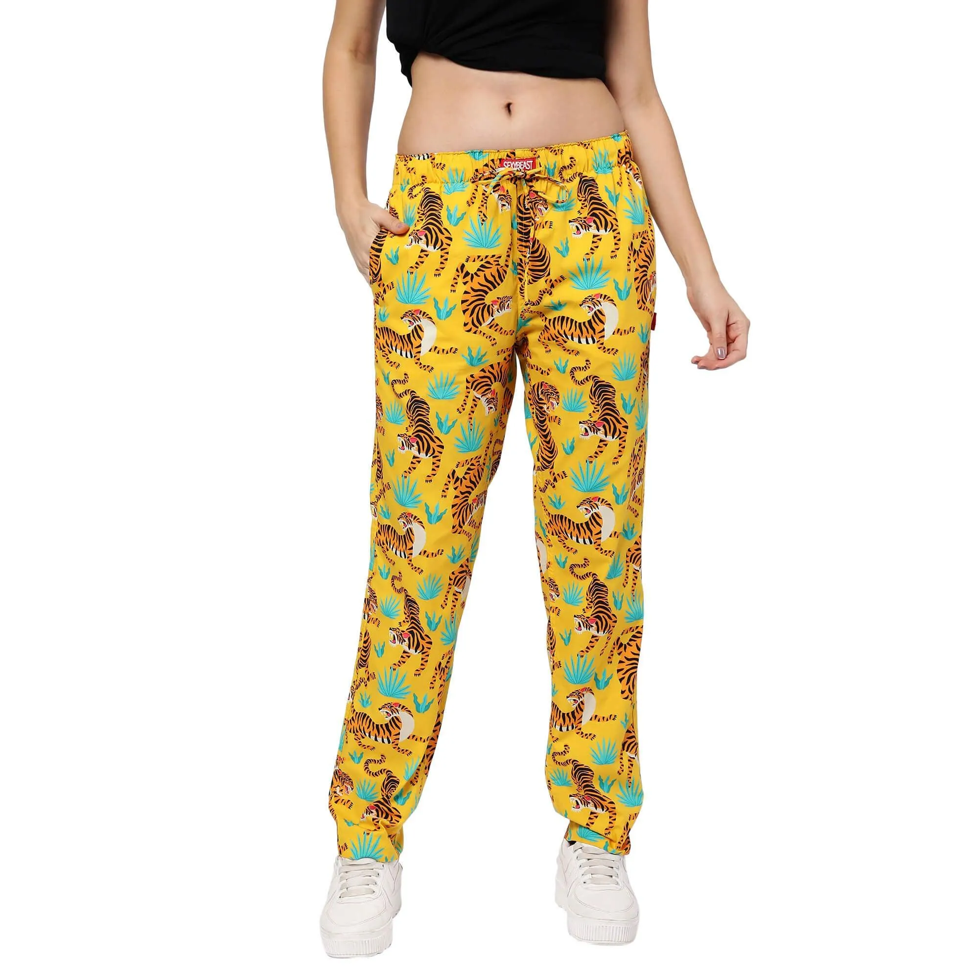 Yellow Tigers Pyjamas For Women