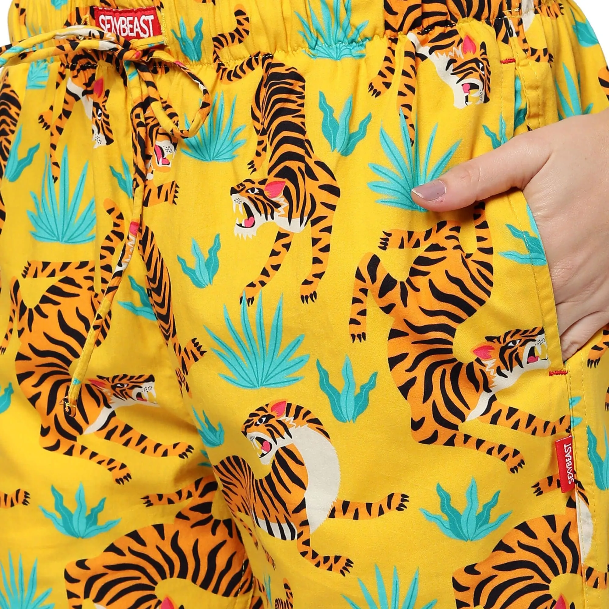 Yellow Tigers Pyjamas For Women