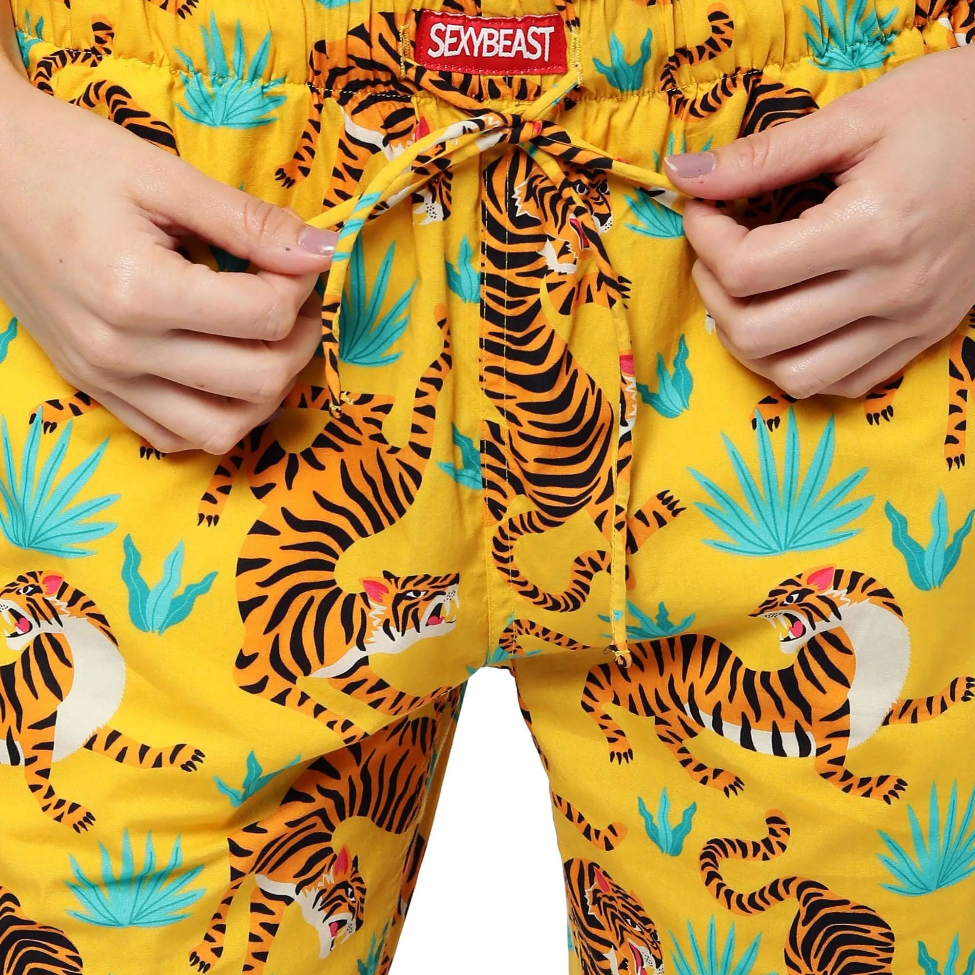 Yellow Tigers Pyjamas For Women